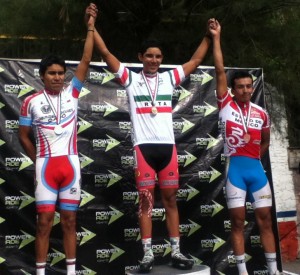 Luis Lemus stands atop the podium after winning Mexico's national championship road race.