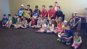 Riders spent some time with youngsters at Cannon Falls library.