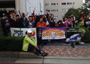 Fans of the team lined the course at the Japan Cup.