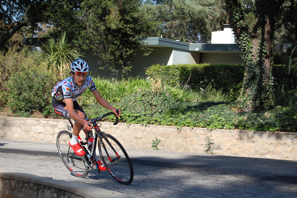 Lachlan on his own for a bit as the break's advantage came down.