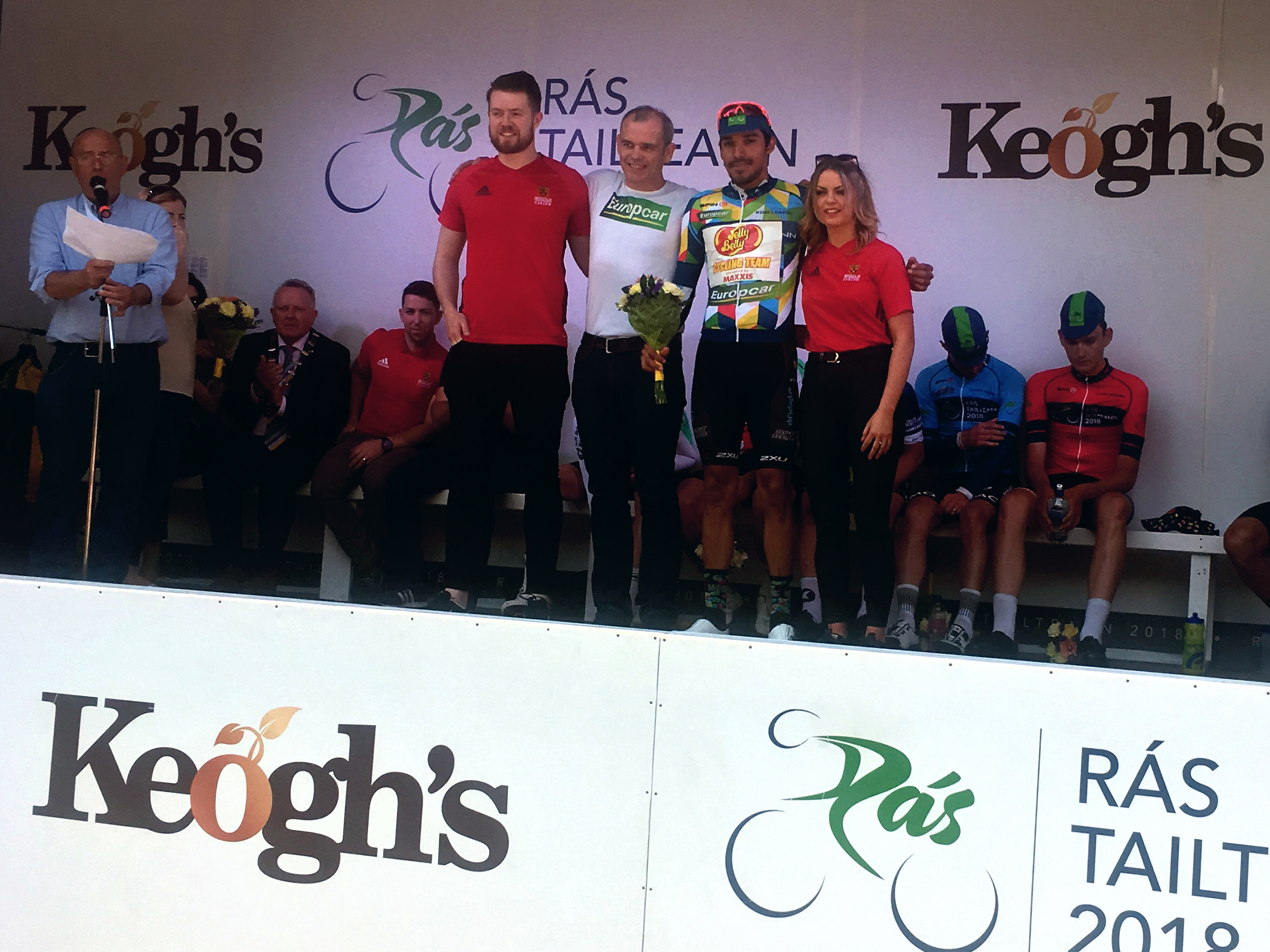 Podium Ras Tailteann with Ulises Castillo King of The Mountains, pro cycling, Ireland